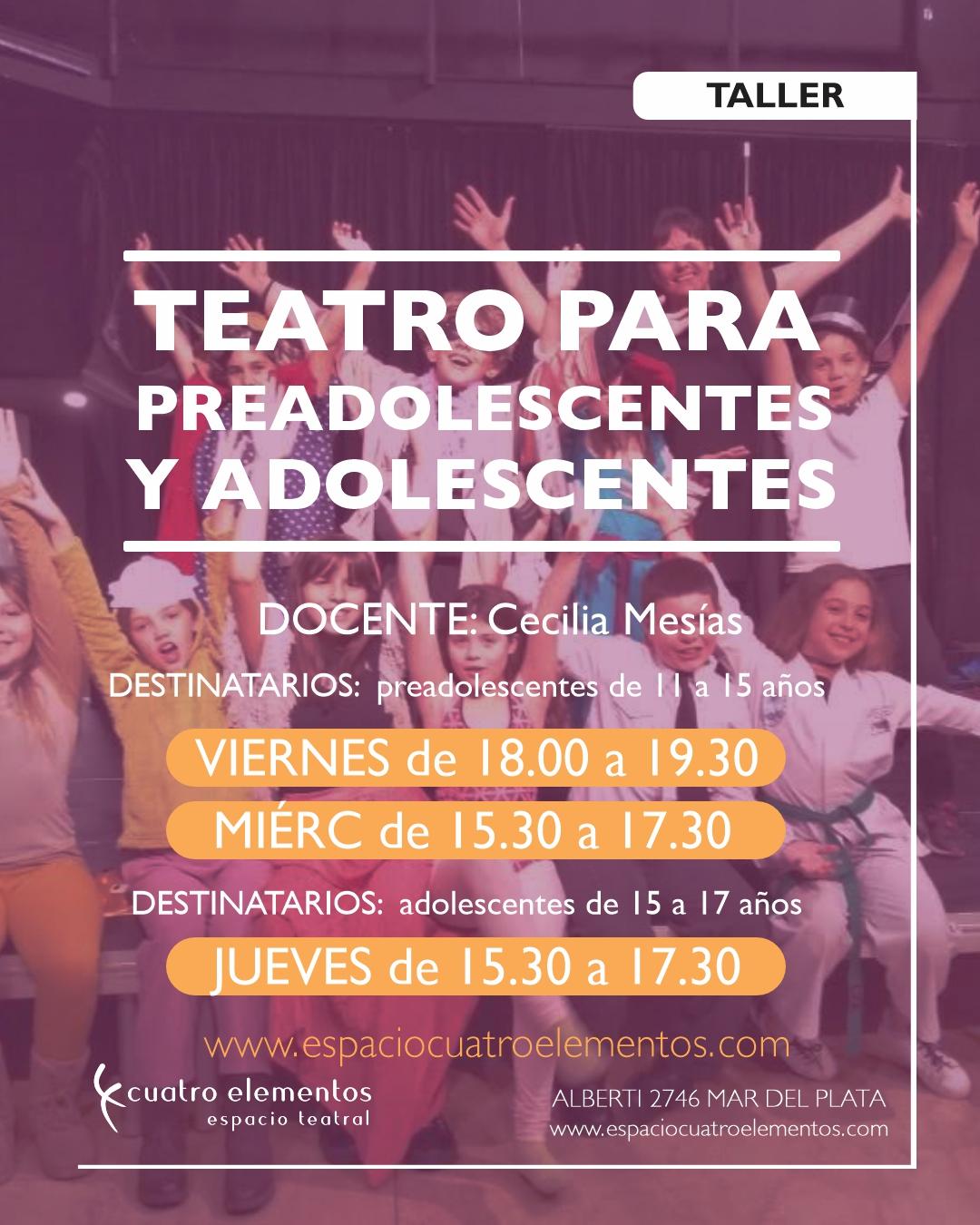 TALLER DE TEATRO PARA PREADOLESCENTES